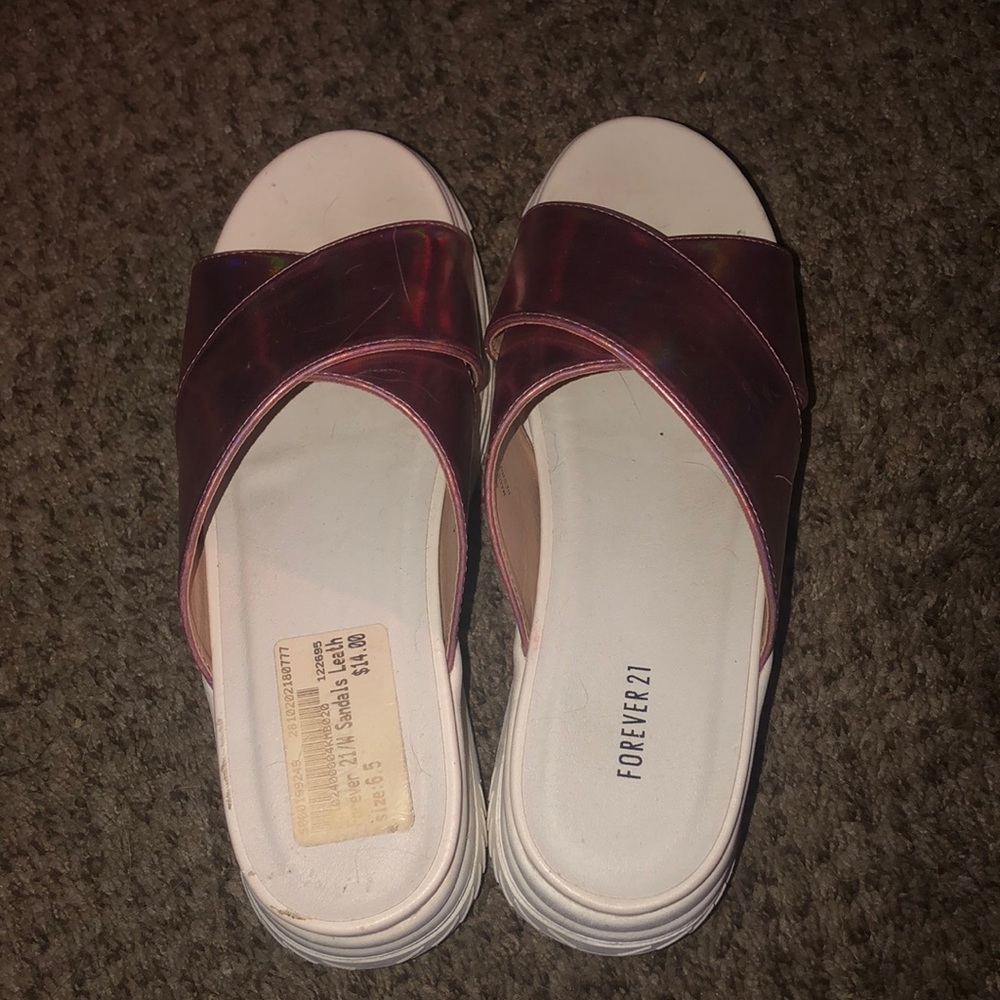 Forever 21 Criss Cross Platform Slide Sandals